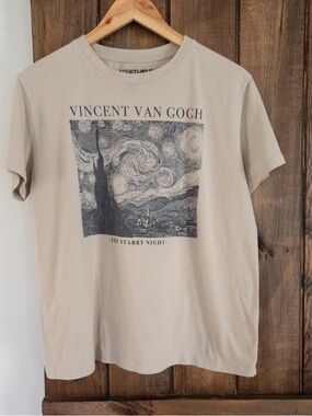 Vincent Van Gogh Fifth Sun Starry Night Tee Beige Sepia XL Runs Small Artsy